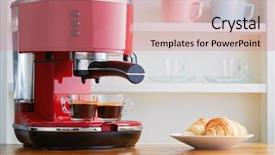  Presentation with machine - Theme having espresso on espresso machine background and a coral colored foreground