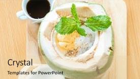  Presentation with coconut ice cream - Presentation design with espresso shot and ice background and a  colored foreground