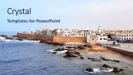  Presentation with north africa - Colorful slides enhanced with essaouira and atlantic ocean morocco backdrop and a sky blue colored foreground