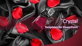  Presentation with essence - Audience pleasing presentation theme consisting of essence - bottle of perfume and rose backdrop and a tawny brown colored foreground