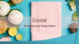  Presentation with blue spa - Slide deck featuring essencials - spa composition on blue background background and a lemonade colored foreground