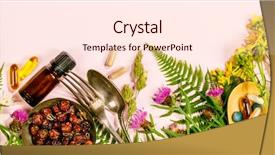  Presentation with phytotherapie set healing herbs dried - Beautiful PPT theme featuring essencials - wild and healing herbs concept backdrop and a lemonade colored foreground