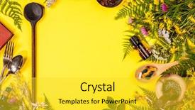  Presentation with healing - Audience pleasing slide deck consisting of essencials - wild and healing herbs concept backdrop and a yellow colored foreground