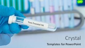  Presentation with test tube laboratory - Presentation theme with essential-aroma-oil-in-test background and a light blue colored foreground