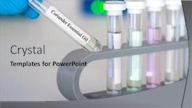  Presentation with test tube laboratory - PPT theme having essential-aroma-oil-in-test background and a light gray colored foreground