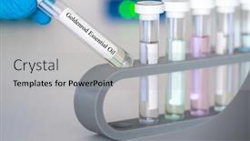  Presentation with test tube laboratory - Presentation theme having essential-aroma-oil-in-test background and a light gray colored foreground