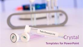  Presentation with test tube laboratory - Presentation enhanced with essential-aroma-oil-in-test background and a sky blue colored foreground