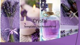  Presentation with spa concept - Theme featuring essential oil - collage of lavender spa beauty background and a light blue colored foreground