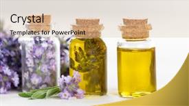  Presentation with lavender flowers - Audience pleasing slide deck consisting of essential oil - wellness treatments with lavender flowers backdrop and a lemonade colored foreground