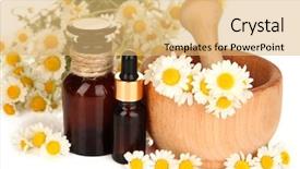  Presentation with essential oil - Cool new PPT theme with essential oil and chamomile flowers in mortar close up backdrop and a yellow colored foreground