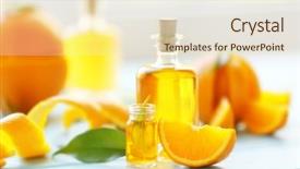  Presentation with essential oil - PPT theme with essential oil orange slice peel background and a lemonade colored foreground