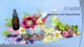  Presentation with aromatherapy oil - Theme featuring essential-oil-preparation-for-use background and a sky blue colored foreground