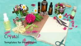 Presentation with aromatherapy oil - Presentation theme with essential-oil-preparation-for-use background and a arctic colored foreground