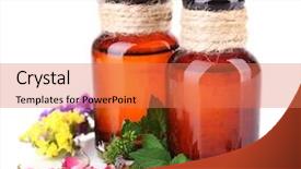  Presentation with medicine plants - Audience pleasing presentation consisting of essential oil with different medicine backdrop and a coral colored foreground