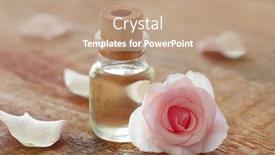  Presentation with essential oil - Presentation featuring essential oil with rose petals background and a coral colored foreground