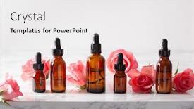  Presentation with aromatherapy - Presentation theme consisting of essential oils in bottles rose flowers alternative medicine aromatherapy background and a white colored foreground
