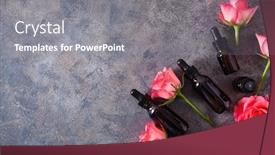  Presentation with oils - Presentation theme having essential-oils-in-bottles-rose background and a gray colored foreground