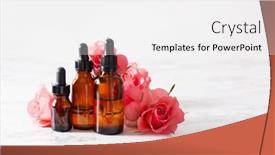  Presentation with aromatherapy - Cool new PPT layouts with essential-oils-in-bottles-rose backdrop and a white colored foreground