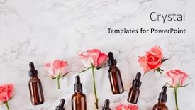  Presentation with alternative medicine - Presentation theme enhanced with essential-oils-in-bottles-rose background and a white colored foreground