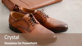  Presentation with men shoes - Cool new presentation theme with business essentials - men's casual outfits with brown backdrop and a tawny brown colored foreground