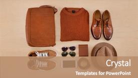  Presentation with clothing - Presentation having business essentials - men's casual outfits with man background and a coral colored foreground