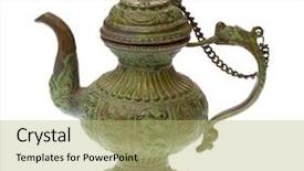  Presentation with tea and coffee - Slide deck enhanced with est mago - antique coffee tea pot background and a yellow colored foreground