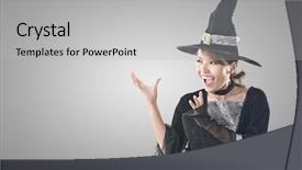  Presentation with magic - Audience pleasing theme consisting of est mago - asian witch woman using magic backdrop and a light gray colored foreground