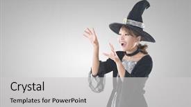  Presentation with book of magic mystical - Amazing PPT layouts having est mago - asian witch woman using magic backdrop and a light gray colored foreground