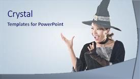  Presentation with blue and magic wand - Presentation theme having est mago - asian witch woman using magic background and a sky blue colored foreground