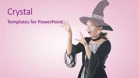  Presentation with magic symbols - Presentation theme with est mago - asian witch woman using magic background and a lemonade colored foreground