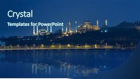  Presentation with hagia sophia - Presentation theme having est mago - blue mosque and hagia sophia background and a ocean colored foreground
