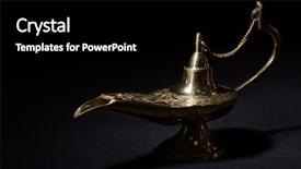  Presentation with black magic - Presentation theme featuring est mago - magic lamp isolated on black background and a  colored foreground