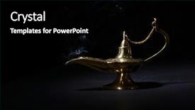  Presentation with black magic - Audience pleasing slides consisting of est mago - magic lamp isolated on black backdrop and a black colored foreground