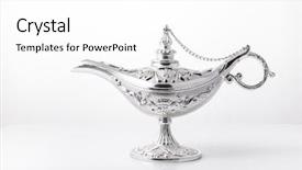  Presentation with silver fern black white flag - Slide set enhanced with est mago - silver alladdin lamp on white background and a white colored foreground