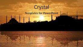  Presentation with hagia sophia - Presentation having est mago - sunset in istanbul silhouette background and a gold colored foreground