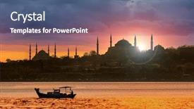  Presentation with sun rising over north america - Colorful slides enhanced with est mago - sunset over istanbul silhouette backdrop and a ocean colored foreground