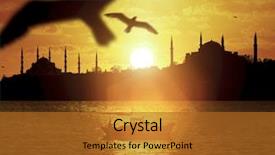  Presentation with sun rising over north america - Beautiful PPT layouts featuring est mago - sunset over istanbul silhouette backdrop and a gold colored foreground