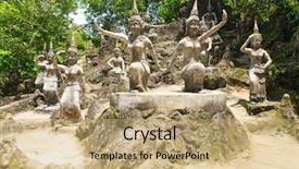  Presentation with magic garden - Slide deck consisting of est mago - tanim magic buddha garden koh background and a  colored foreground