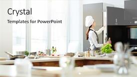  Presentation with cooking chef - Cool new theme with establishment - rear view of busy female backdrop and a white colored foreground