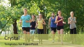  Presentation with group of diverse people - Amazing theme having estacion - group of young people running backdrop and a yellow colored foreground