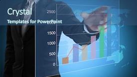  Presentation with business partner people joining hand - PPT theme featuring estadisticas - business men hand pushing write background and a ocean colored foreground