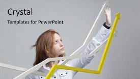  Presentation with growth - Slides having estadisticas - businesswoman working with growth graph background and a light gray colored foreground