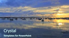  Presentation with blue yellow - Cool new slide deck with estany-des-peix-lake-yellow backdrop and a ocean colored foreground