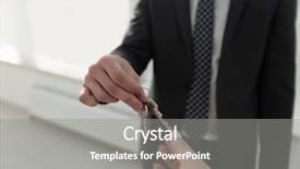  Presentation with estate - Presentation featuring estate agent giving house keys background and a gray colored foreground