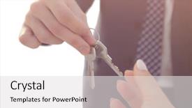  Presentation with estate - Presentation theme featuring estate agent giving house keys background and a light gray colored foreground