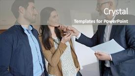  Presentation with real estate development - Presentation theme enhanced with estate agent handing over keys background and a gray colored foreground