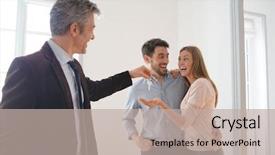  Presentation with third estate - Beautiful PPT theme featuring estate agent handing over keys backdrop and a mint green colored foreground