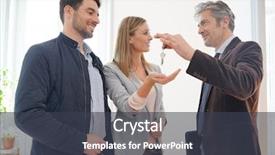  Presentation with new home - Cool new slides with estate agent handing over keys backdrop and a tawny brown colored foreground