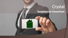  Presentation with real estate - Amazing slides having estate agent holding business card backdrop and a gray colored foreground