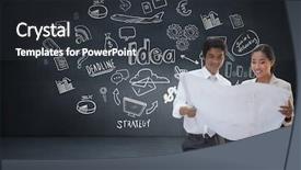  Presentation with potential - Amazing slide deck having estate agent looking at blueprint backdrop and a  colored foreground